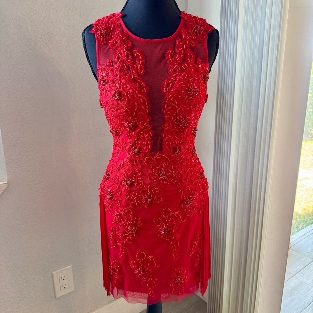 Elegant Red Lace Dress